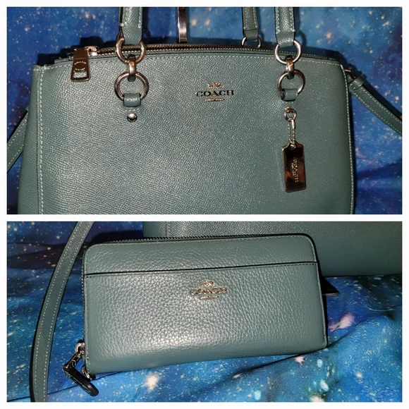 SOLD Coach Handbag & Matching Wallet (green) - Picture 7 of 14